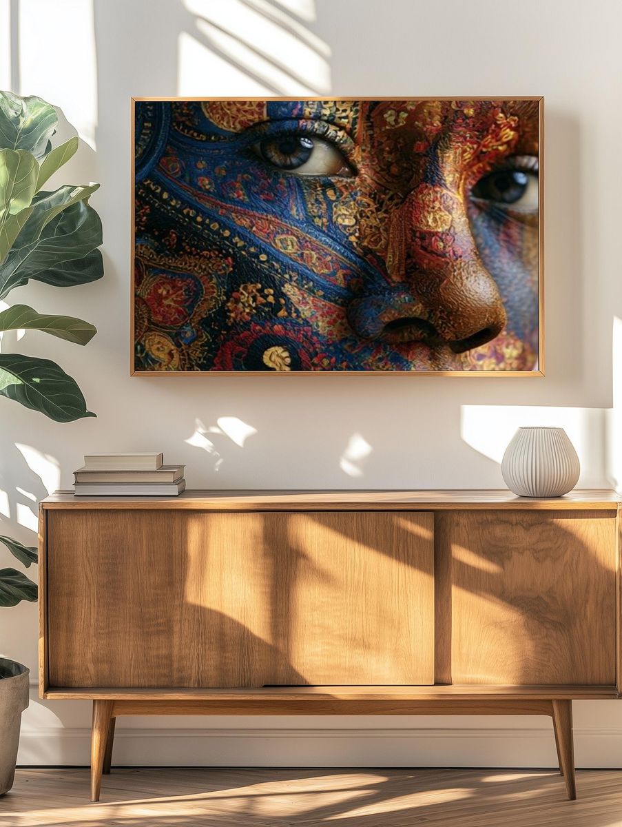 Patterned Face Portrait Print. — room view 3
