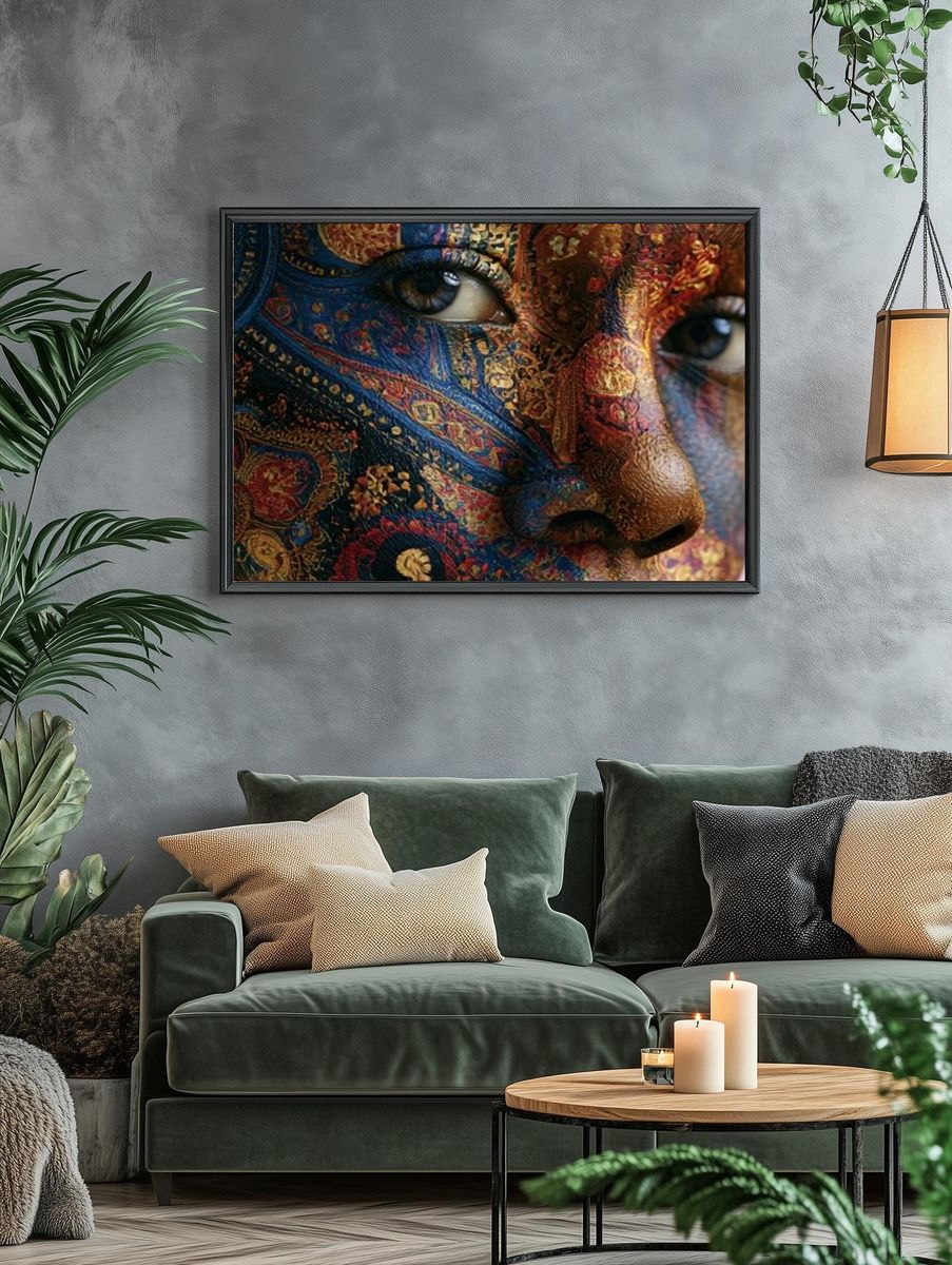 Patterned Face Portrait Print. — room view 4