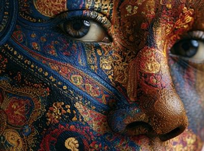 Patterned Face Portrait Print. poster