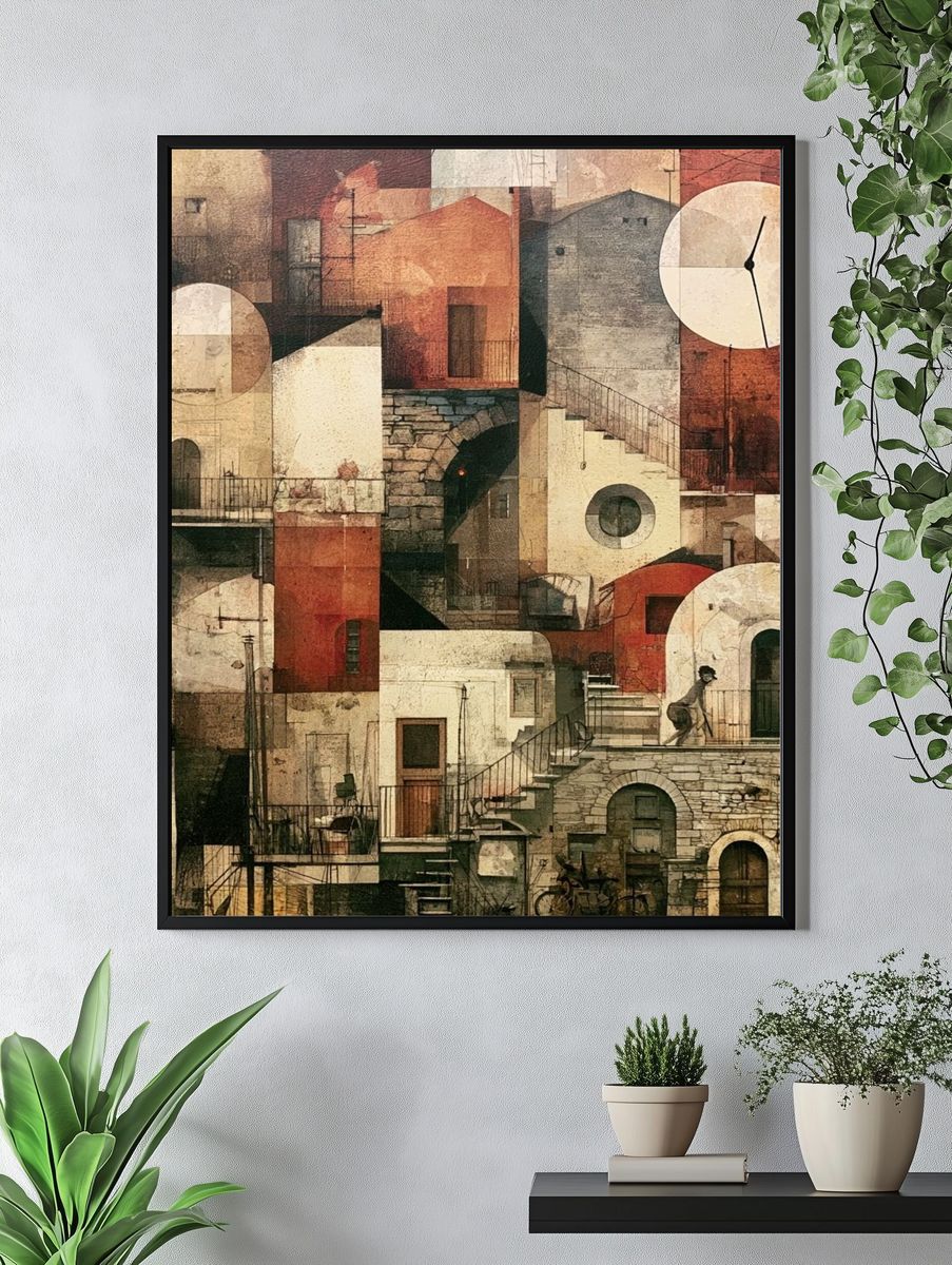 Mediterranean Village Collage Print. — room view 4