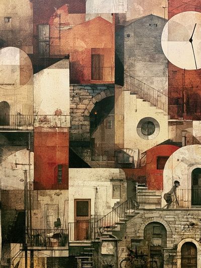 Mediterranean Village Collage Print. poster