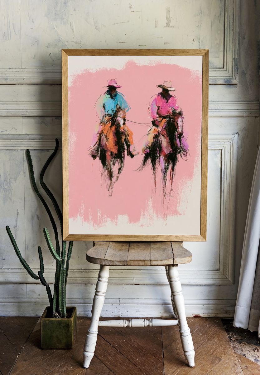 Cowboy Duo Fashion Poster. room preview