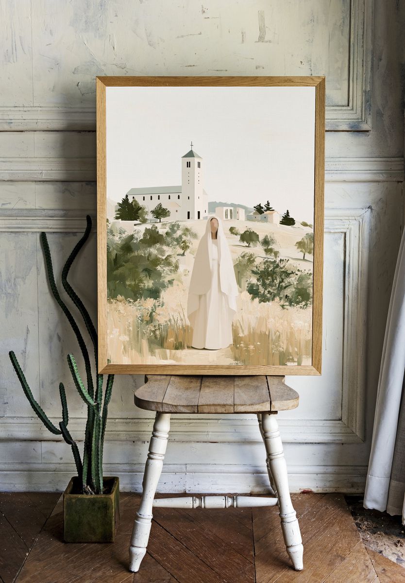Solitary Figure by the Chapel Print. room preview