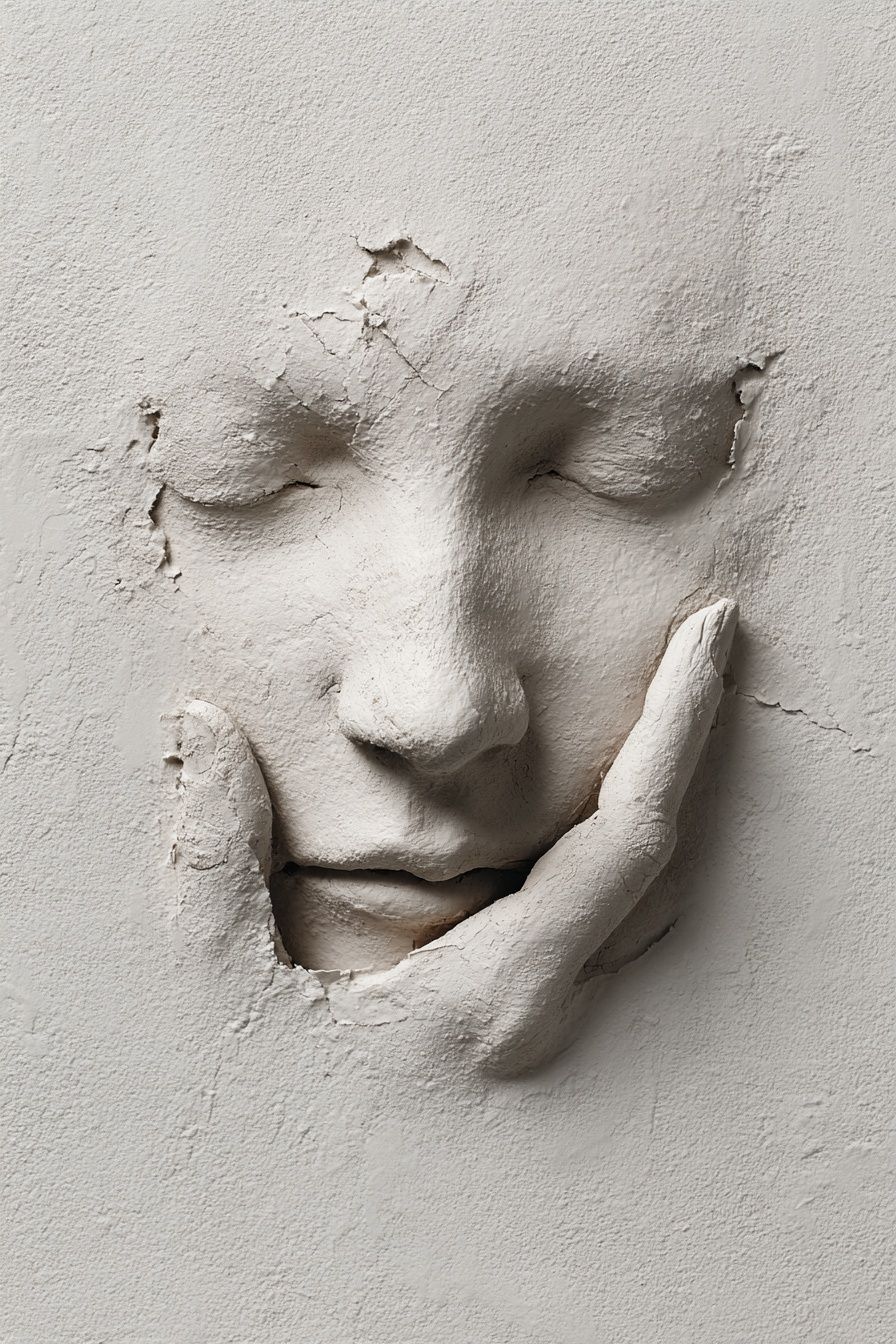 Textured Face Relief Minimalist Print. poster detail
