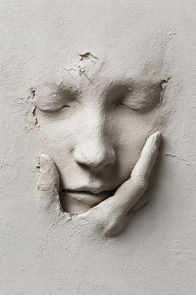 Textured Face Relief Minimalist Print.