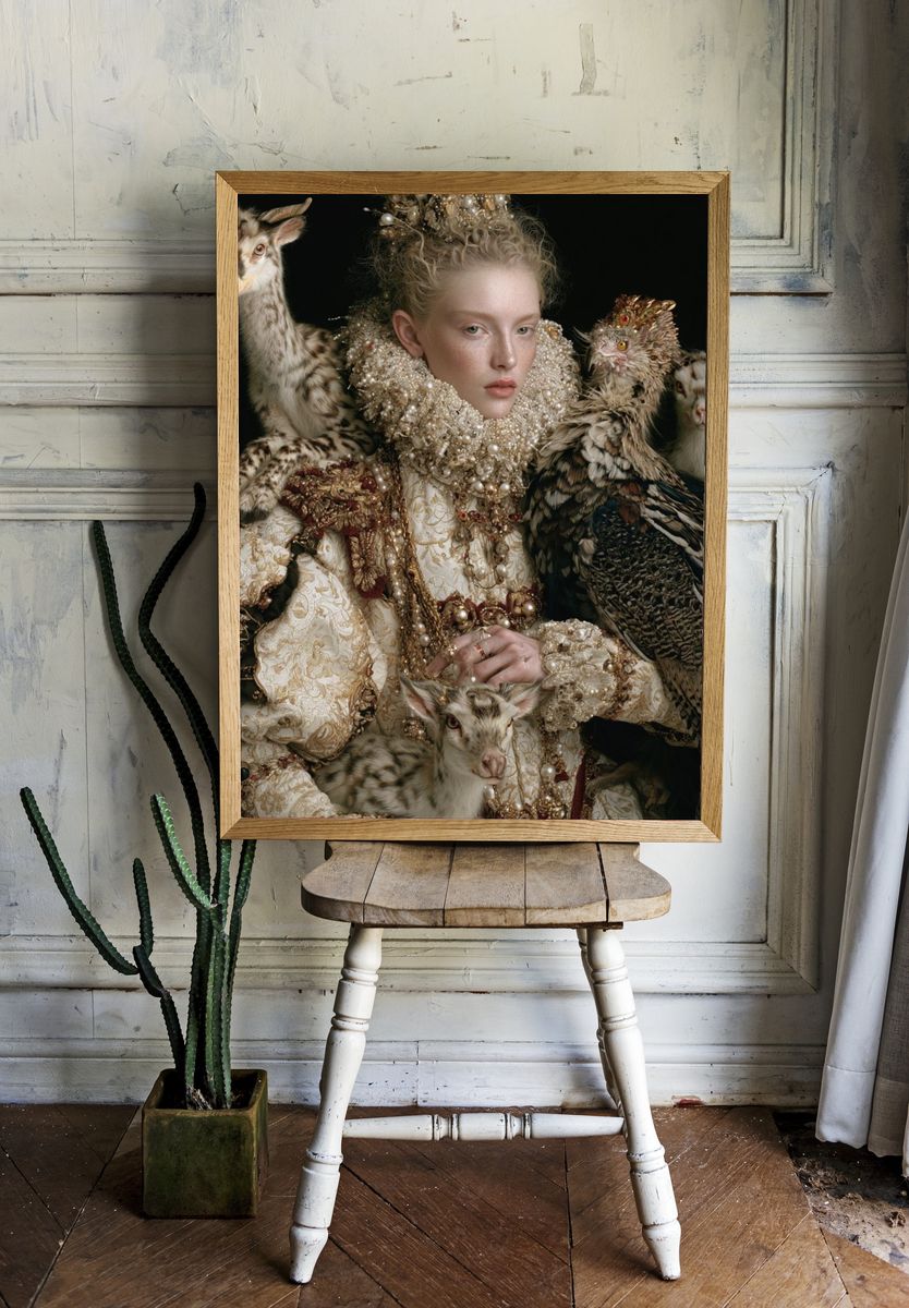 Baroque Fauna Portrait Print. room preview