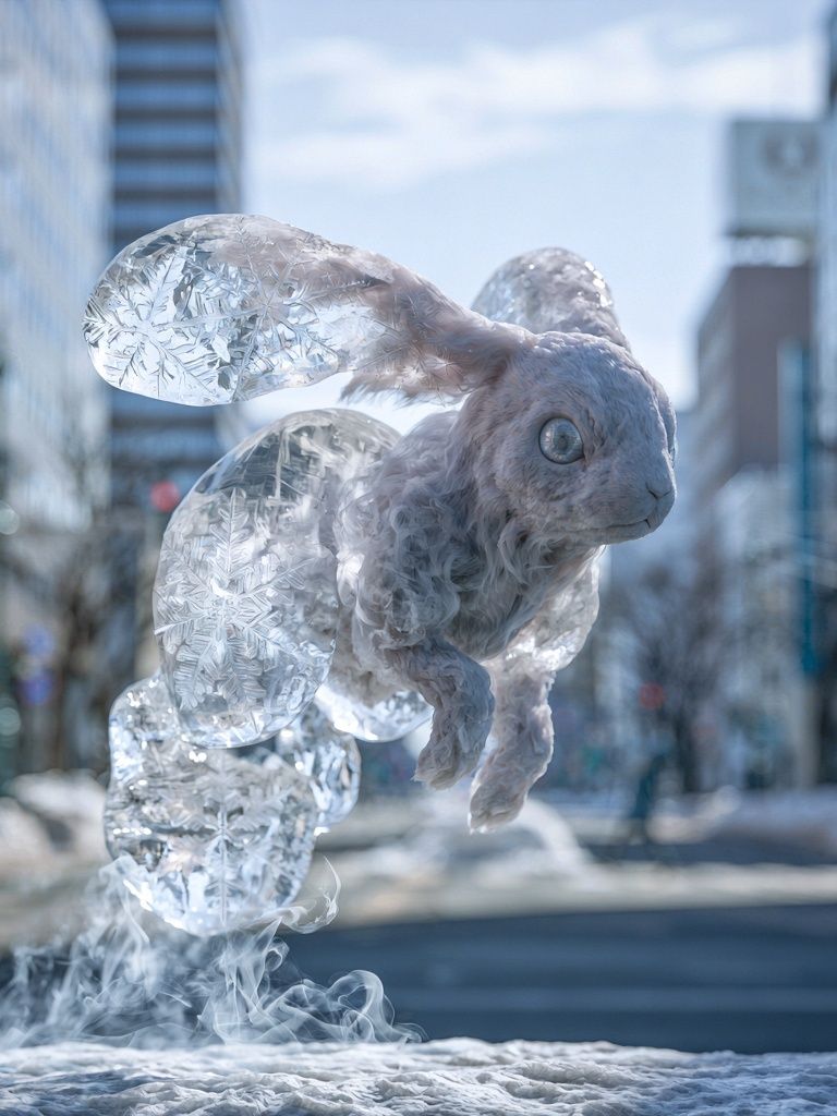 Ice Rabbit Surrealism Print. poster detail