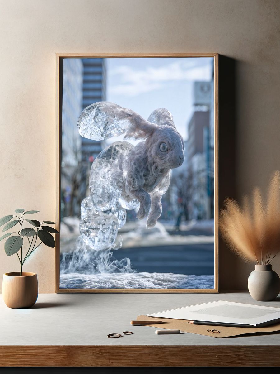 Ice Rabbit Surrealism Print. — room view 2