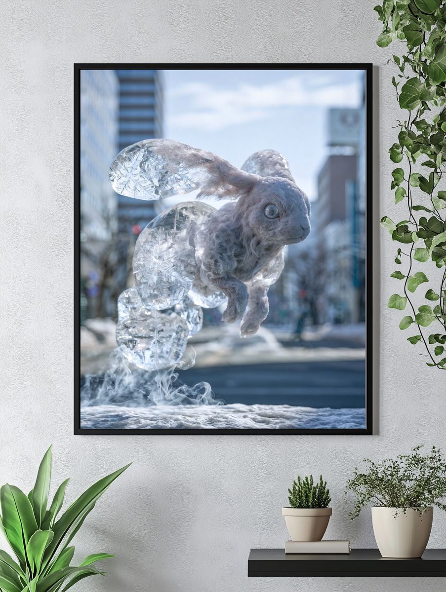Ice Rabbit Surrealism Print. — room view 4