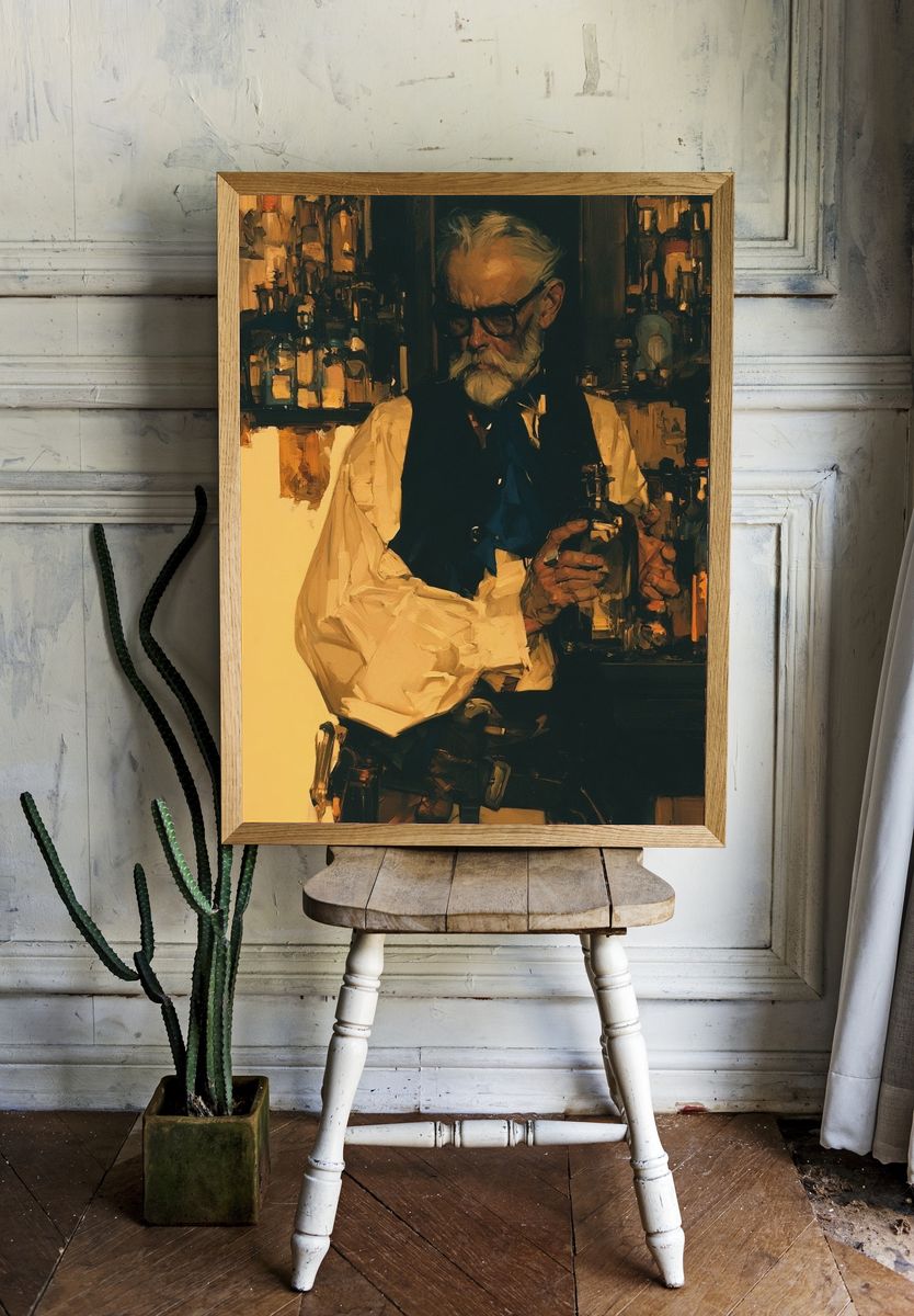 Old Bartender Fine-Art Poster. — room view 1