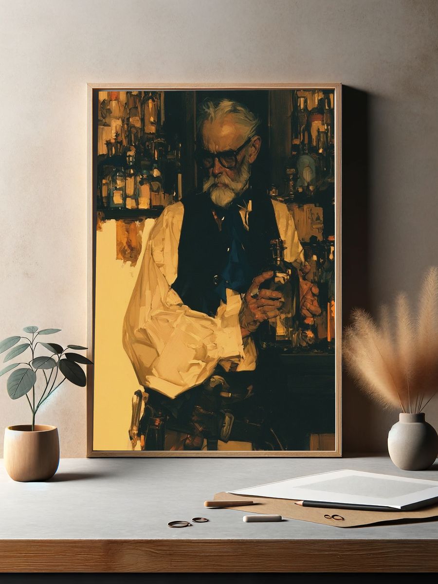 Old Bartender Fine-Art Poster. — room view 2