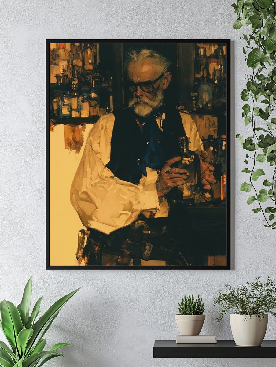 Old Bartender Fine-Art Poster. — room view 4