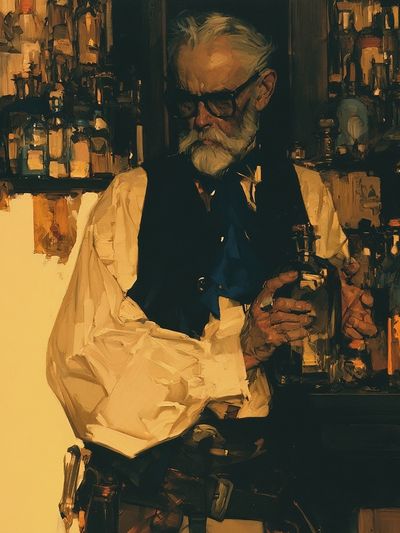 Old Bartender Fine-Art Poster. poster