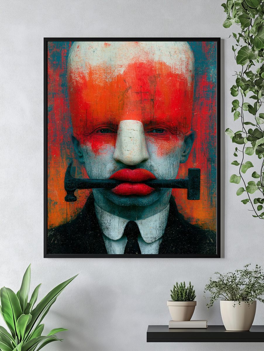 Surreal Masked Portrait Print. — room view 4