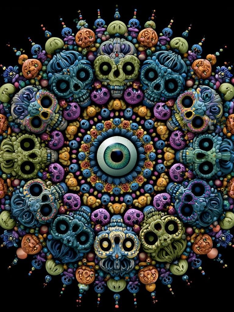 Psychedelic Skull Mandala Poster. poster — fine-art art