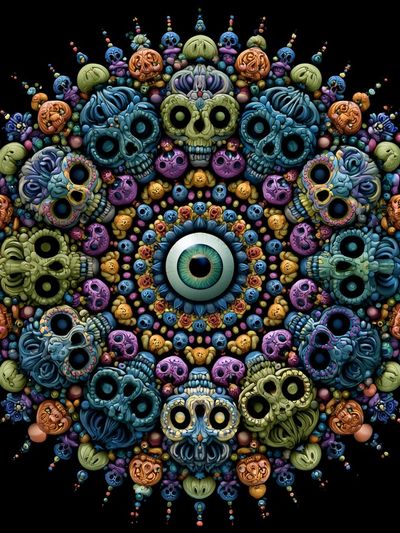 Psychedelic Skull Mandala Poster. poster