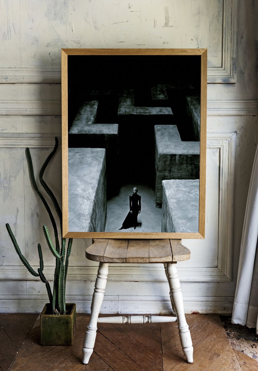 Surreal Maze Figure Print. — room view 1