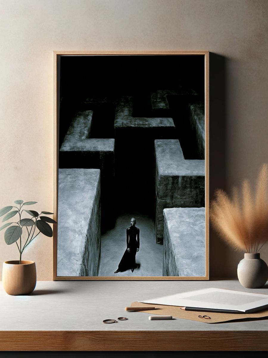 Surreal Maze Figure Print. — room view 2