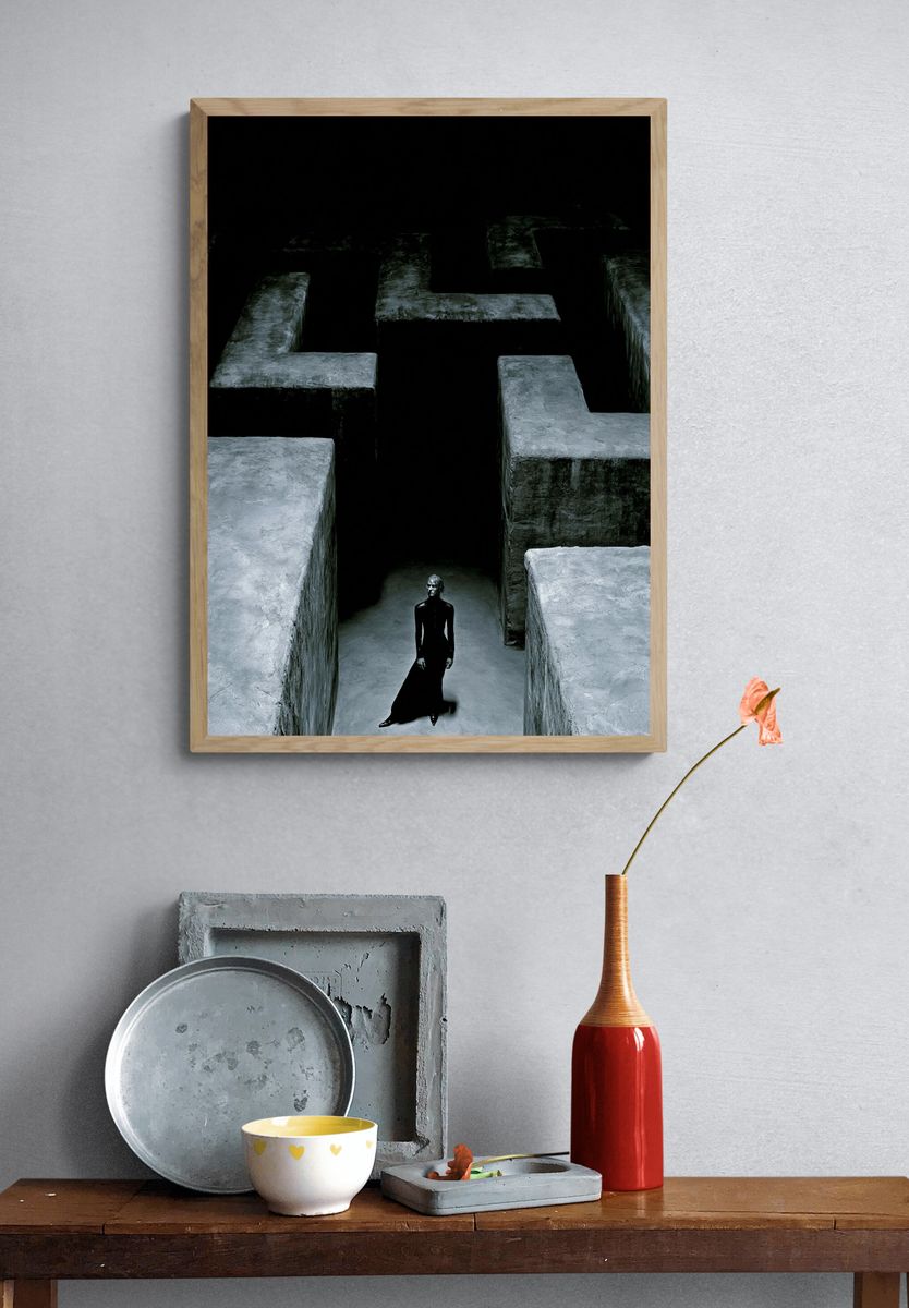 Surreal Maze Figure Print. — room view 3