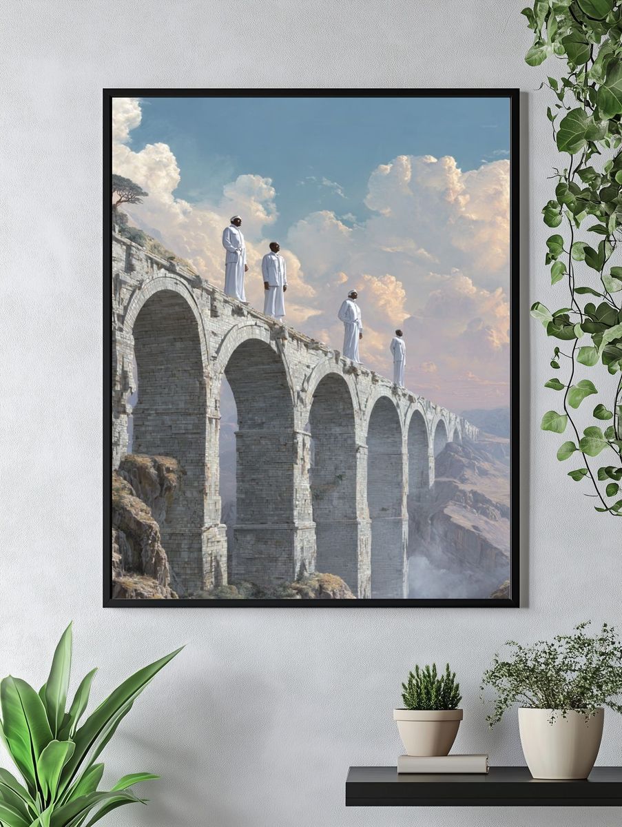 Sky Bridge Figures Surrealism Print. — room view 4