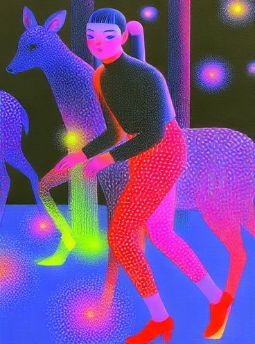 Neon Rider Surreal Print. poster — fine-art art