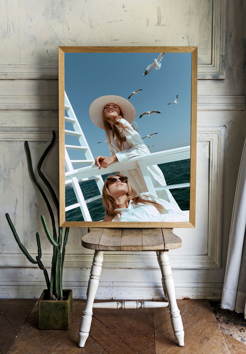 Seaside Fashion Portrait Poster. — room view 1