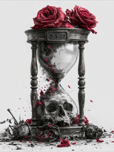 Skull Hourglass Surrealism Poster.