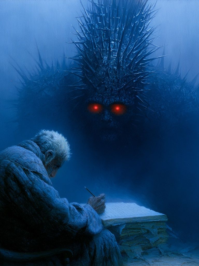 Elder and Shadow Beast Surrealism Print. poster — fine-art art