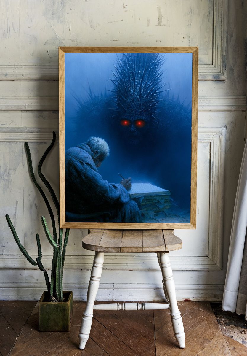 Elder and Shadow Beast Surrealism Print. room preview