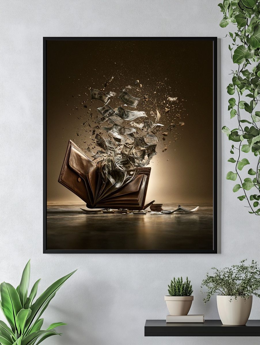 Exploding Money Book Surrealism Print. — room view 4