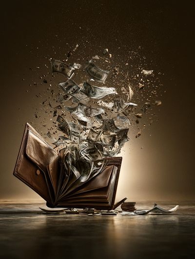 Exploding Money Book Surrealism Print. poster