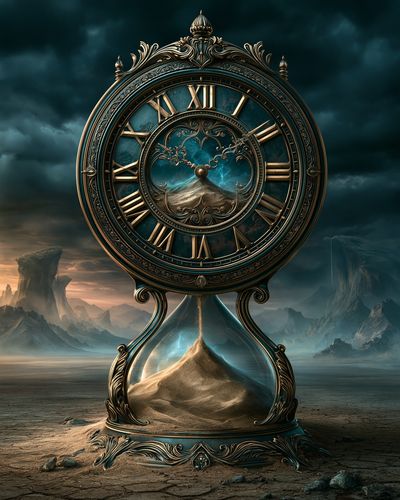 Hourglass Clock Surrealism Poster. poster