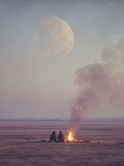 Moonlit Campfire Dreamscape Poster. poster print