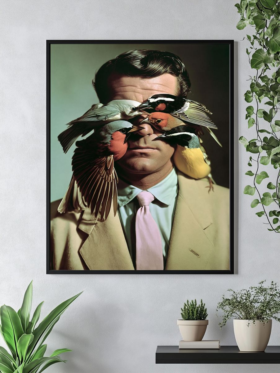 Surreal Bird Portrait Print. — room view 4