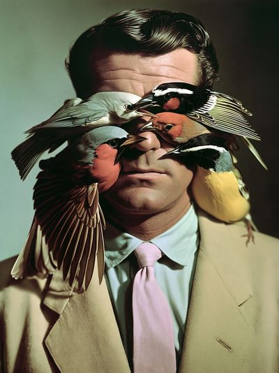 Surreal Bird Portrait Print.