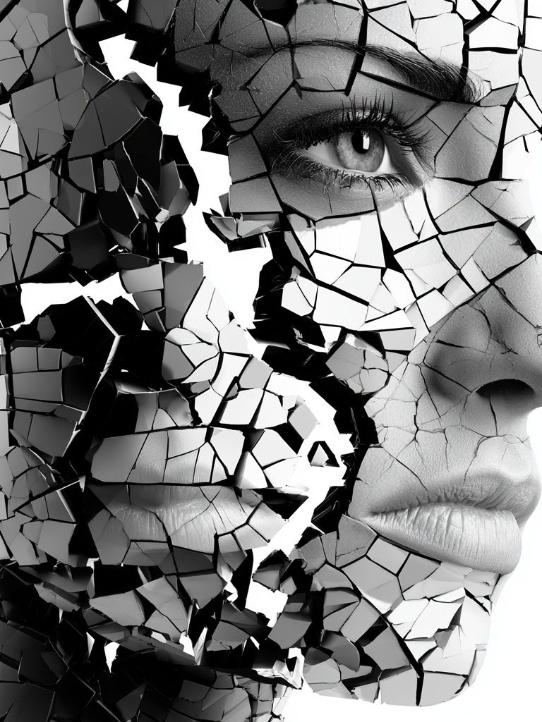 Shattered Face Surrealism Print. poster detail