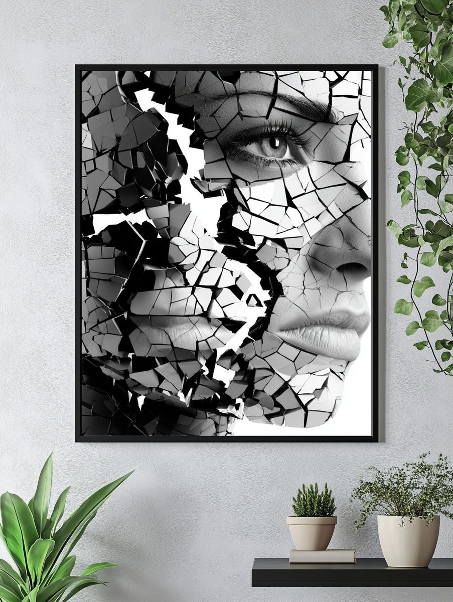 Shattered Face Surrealism Print. — room view 4