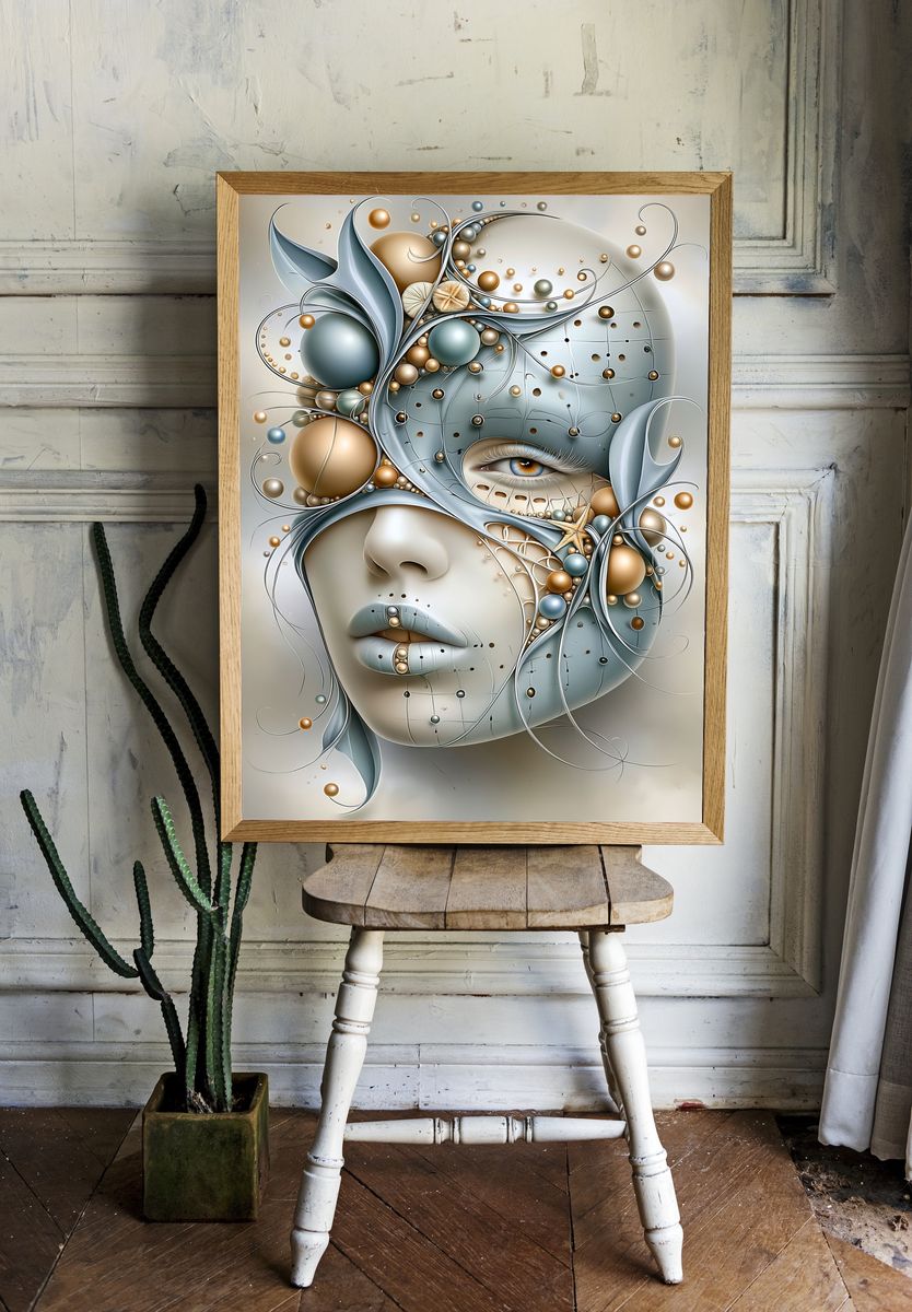 Surreal Abstract Face Poster. — room view 1