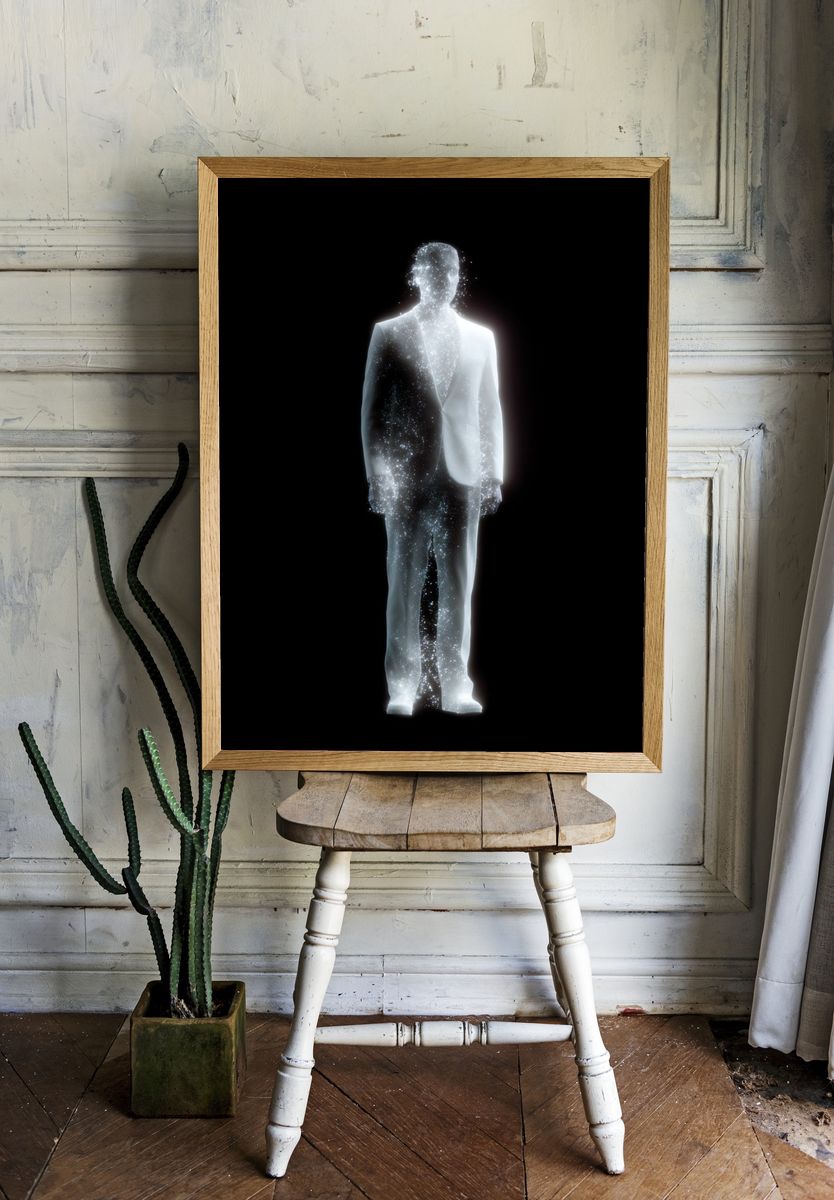 Cosmic Man Silhouette Print. room preview