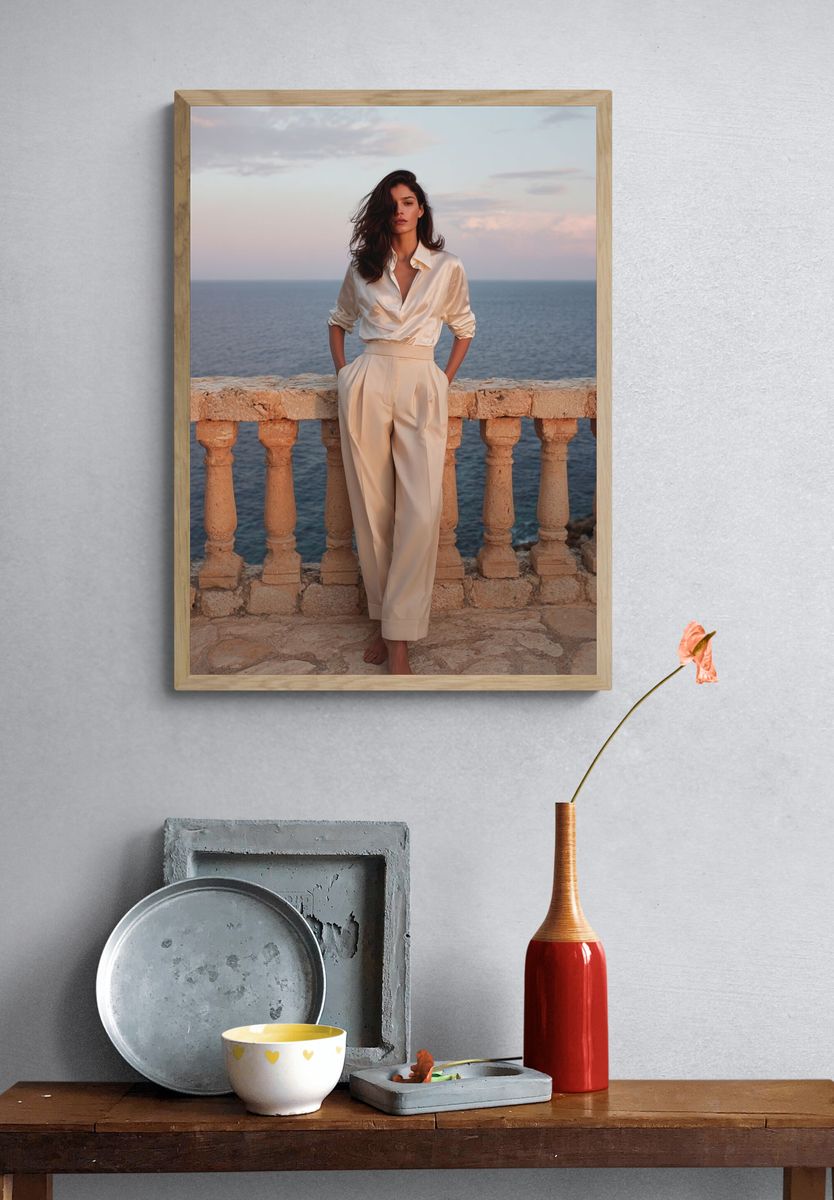 Seaside Fashion Portrait Poster. — room view 3