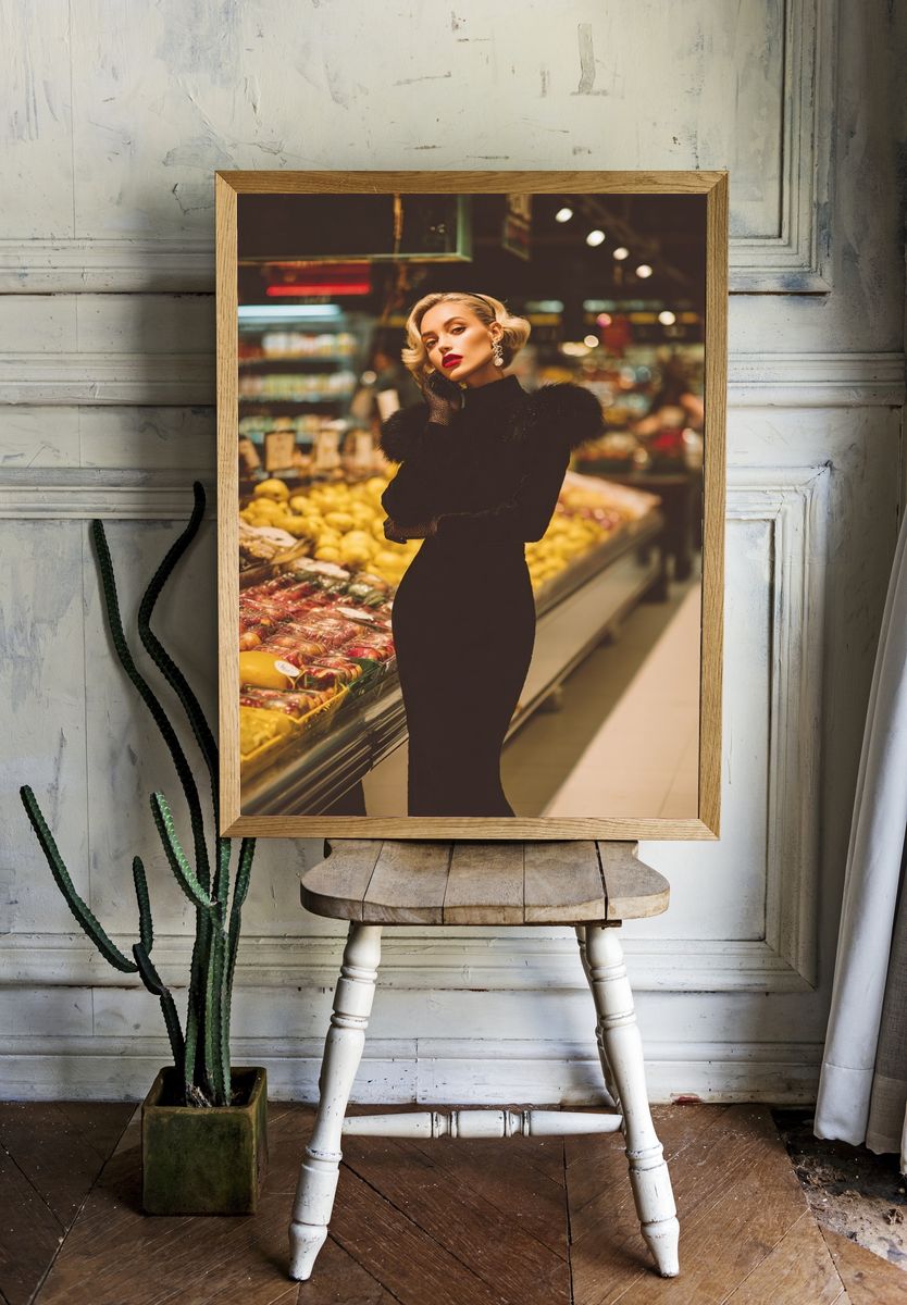 Fashion Portrait in Market Poster. — room view 1