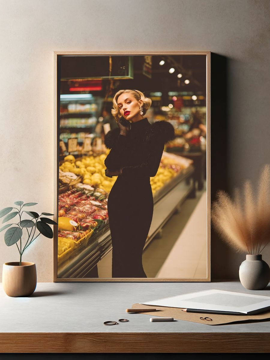 Fashion Portrait in Market Poster. — room view 2