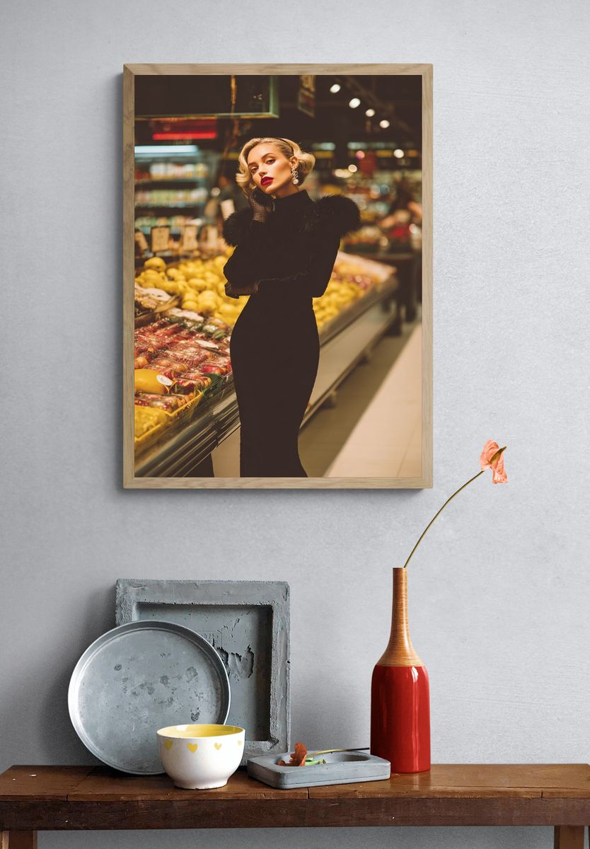 Fashion Portrait in Market Poster. — room view 3