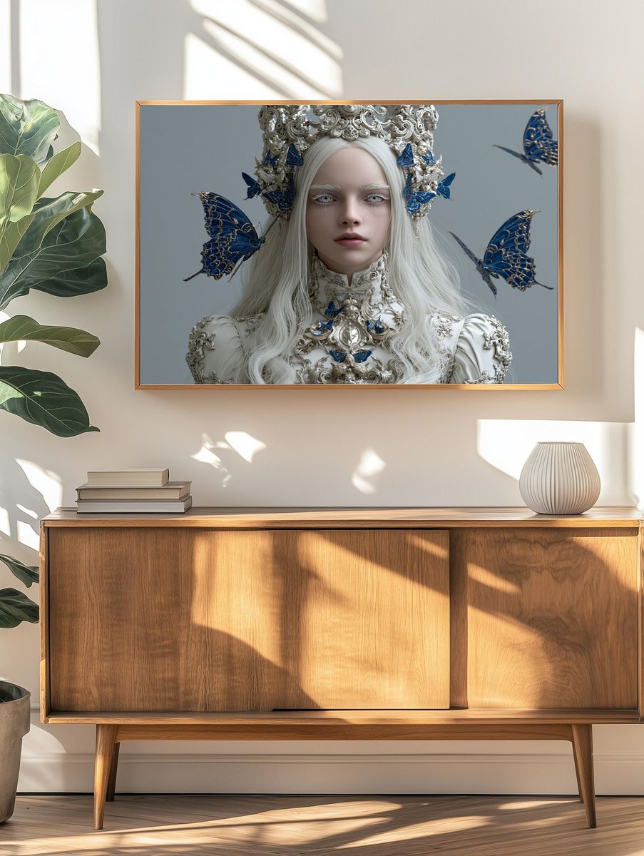 Butterfly Queen Surrealism Poster. — room view 3