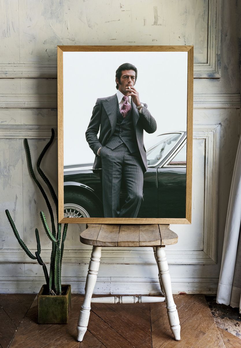Suited Man by Classic Car Poster. room preview