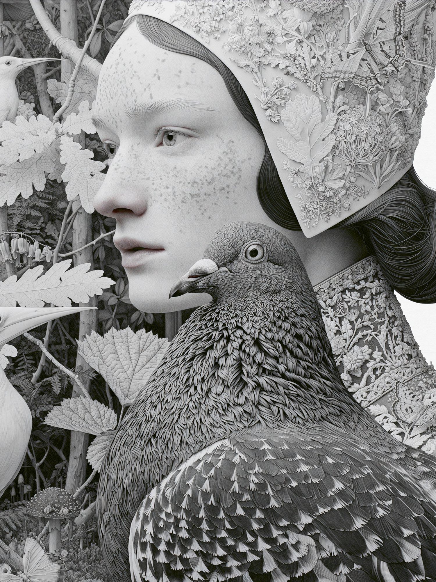 Surreal Bird Portrait Print. poster — fine-art art