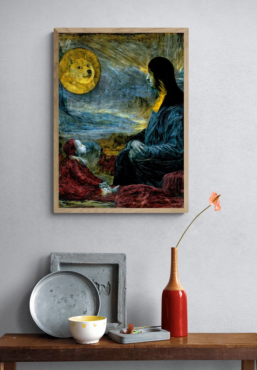 Mona Lisa Doge Surrealism Poster. — room view 3