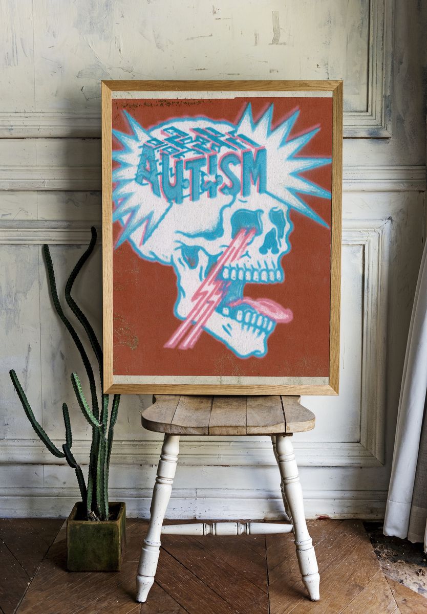 Autism Skull Graffiti Poster. room preview