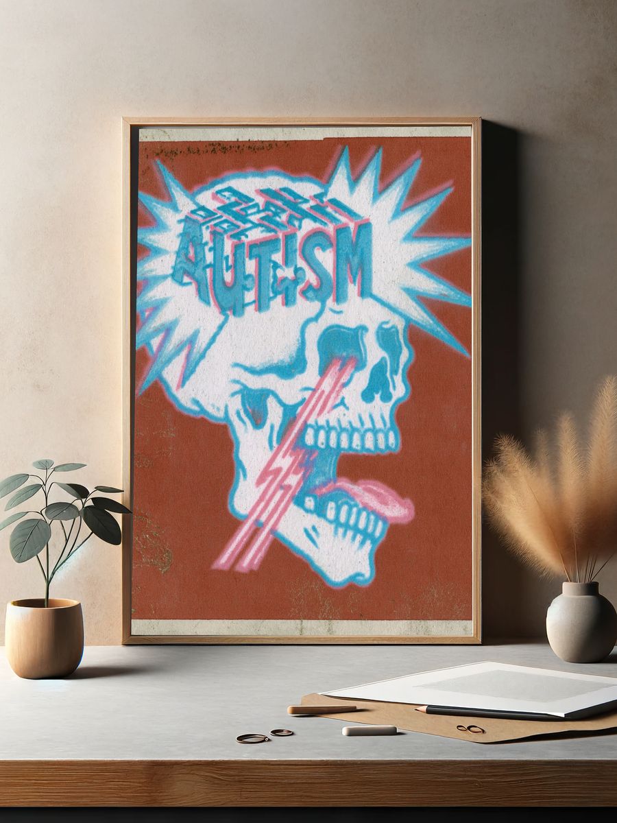Autism Skull Graffiti Poster. — room view 2