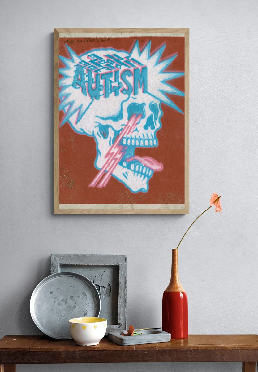 Autism Skull Graffiti Poster. — room view 3
